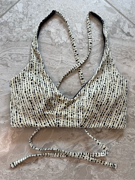 Athleta Other - Athleta Cream and Black Speckled Cross-Back Bikini Top, size XXS D